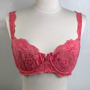 Victoria’s Secret Pink Lace Full Cup unpadded Wired sexy bra size 34D EUC